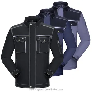 全拉链安全风格聚棉夹克带反光条纹工作服夹克长袖工作服外套