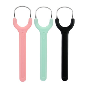 Hochwertiger U-förmiger Zungen schaber aus Edelstahl metall entfernt Mundgeruch und reinigt die Zunge - Product Image 2