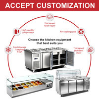 Équipement de cuisine commerciale, congélateur sous comptoir en acier inoxydable, vitrine alimentaire, bar à salades, réfrigérateur avec couvercle transparent