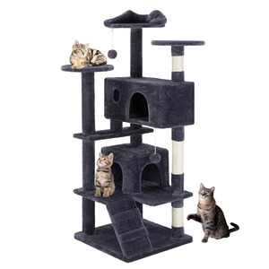 Árbol para Gatos Multifuncional de Sisal, Diseño Atractivo, 4 Niveles, Desmontable, Área de Juego y Descanso, 54 Pulgadas, Azul Oscuro, Empacado en Cartón - Product Image 1