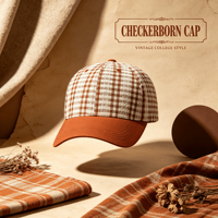 Casquette de baseball en coton à 6 panneaux avec broderie en dentelle, bicolore terre cuite, à carreaux vichy vintage, pour l'automne et le quotidien