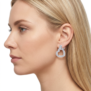 Biojoux BJT221 Montecarlo Heart 12mm Clou d'oreille tendance géométrique en acier inoxydable avec sertissage clos et strass en cristal, hypoallergénique - Product Image 3