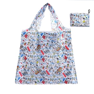 Sac fourre-tout pliable personnalisé en polyester écologique avec grand imprimé de dessin animé, réutilisable, lavable, portable, en tissu Oxford 210D, grand format pour les courses - Product Image 3