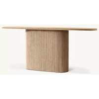 Table console en bois cannelé moderne haut de gamme RH, meuble d'entrée de luxe, table de couloir côtelée style California Casual, bureau d'appoint Japandi
