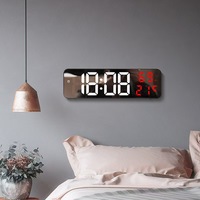 Reloj de Pared LED Digital Eléctrico Silencioso y Estético, Temperatura, Atenuación Automática, Humedad, Alarma, Pantalla Grande, Calendario, Hogar