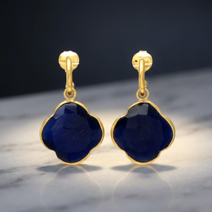 Boucles d'oreilles créoles en laiton faites à la main avec pierres précieuses, forme fleur, tendance, style bohème pour femme - Product Image 3
