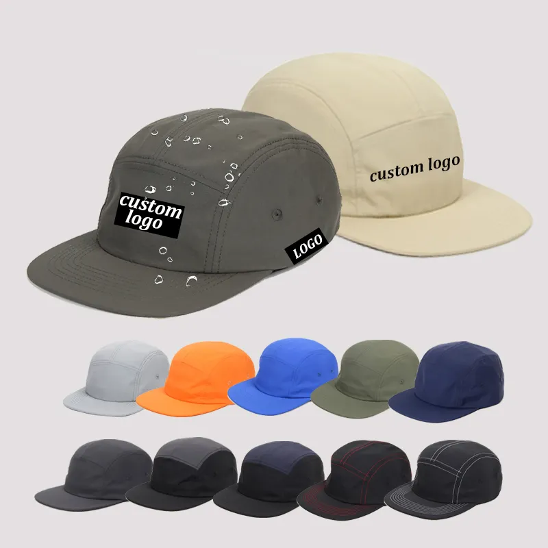 custom logo snapback waterproof running five panel camp cap baseball sport cap nylon 5 panel caps and hats