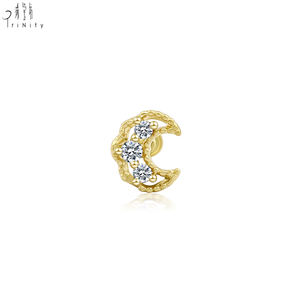 เครื่องประดับเจาะหูทองคำแท้ 14K ดีไซน์พระจันทร์ ประดับเพชรธรรมชาติ คุณภาพสูง ใหม่ เงางาม สวยงาม สำหรับผู้หญิง สวมใส่ได้ทุกวัน - Product Image 2