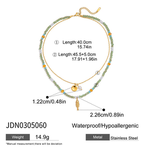 Ensemble de bijoux J & <span class=keywords><strong>D</strong></span> Ocean Breeze en acier inoxydable perles de verre aqua poisson boucles <span class=keywords><strong>d</strong></span>'oreilles créoles aqua <span class=keywords><strong>orange</strong></span> collier de perles - Product Image 6