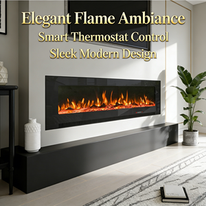 Cheminée électrique intelligente intégrée <span class=keywords><strong>avec</strong></span> effet de <span class=keywords><strong>flamme</strong></span> réaliste, <span class=keywords><strong>chauffage</strong></span> sûr pour patio, café, jardin, complexe hôtelier - Product Image 5