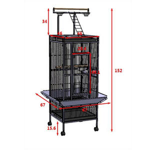 Jaula de aviario de primera calidad con tapa de juego y cuencos de alimentación | Casa de loros grande para uso en interiores/exteriores - Product Image 3