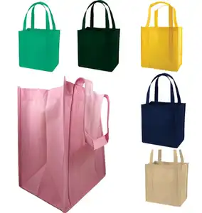 Reusable Grocery Recycled Eco Pp Laminated Non Woven Fabric Carry Shopping Bag With Custom Print Logo