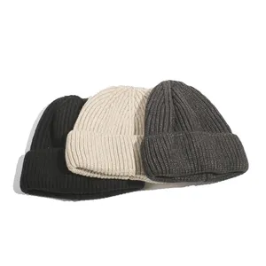 软罗纹豆豆针织滑雪帽 Skull 头帽保暖 Nxcaps 纯色冬季袖口空白渔夫豆豆冬季帽子
