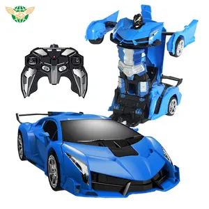 2 in 1 RC araba 1:18 çocuk uzaktan kumanda robotlar erkek oyuncaklar deformasyon şarj Trans Robot elektrikli oyuncak