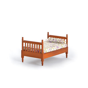 Maison de poupée pour enfant, <span class=keywords><strong>lit</strong></span> peint en Miniature, Roses et fleurs de lys, rose et <span class=keywords><strong>blanc</strong></span>, fleur, QW60353 - Product Image 1