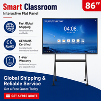 Pantalla Plana Interactiva 4K de 86 Pulgadas, Sistema Dual Android 14 y Windows 10, Pizarra Inteligente con Pantalla Táctil de 20 Puntos para Uso Escolar y en Reuniones