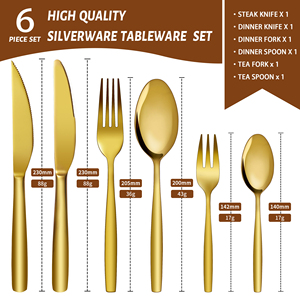 Gran oferta, juego de cuchara y tenedor de cuchillo de lujo para restaurante, 6 uds., cubiertos de plata, juego de cubiertos de acero inoxidable - Product Image 2