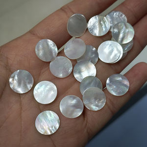 Corte redondo de nácar natural de 16-18 mm, doblemente plano, concha blanca, piedra preciosa para la fabricación de joyas. - Product Image 2