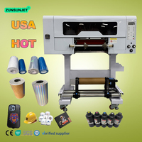 Mesin Printer UV DTF A3 CMYKWV Tinta UV Warna-warni untuk Pencetakan Label Kristal, Pembersihan Printhead Otomatis untuk Mug, Logam, Kayu, Stiker Kado