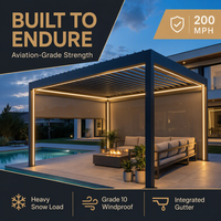 Pergola extérieure en aluminium, système de récupération d'eau de pluie écologique, abri imperméable pour jardin et ferme
