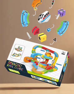 Cqznrc ของเล่นเพื่อการศึกษา2025 88ชิ้นรถไฟก้านแบบ DIY ชุดติดตามลูกบาศก์มายากลพร้อมรถไฟฟ้าสำหรับเด็ก - Product Image 2