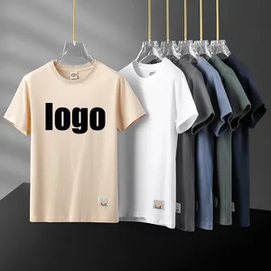 Camiseta de algodão lavado grande com logotipo personalizado, manga curta, cor sólida, base retrô com gola redonda, interior combinando com o tom