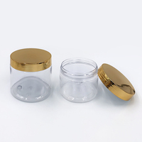 En Stock Pot Cosmétique en Plastique PET Transparent 250ml 8oz avec Couvercles Dorés pour Emballage de Crème Capillaire