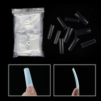 Uñas Postizas Francesas de Media Cobertura al por Mayor, 550 Piezas/Bolsa # Puntas de Uñas Acrílicas Transparentes Naturales 0-10, Uñas Postizas con Punta Coffin para Salón