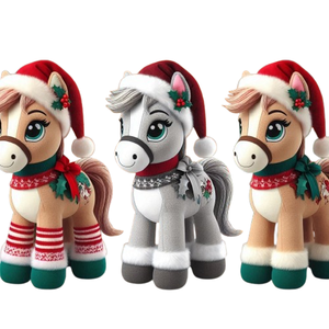 Poupées personnalisées pour enfants Écharpe <span class=keywords><strong>Cheval</strong></span> en peluche avec chapeaux Mascotte d'entreprise Peluche de Noël - Product Image 1
