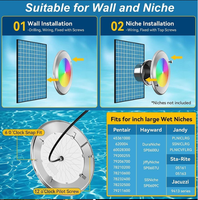Lumière de piscine, lumière sous-marine avec application WiFi, mode musique, minuterie, RGB, panneau rond fin de 10 pouces pour fontaine, décoration aquatique, bord infini