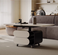 Table basse rectangulaire pliante minimaliste avec roulettes pour hôtel et salon