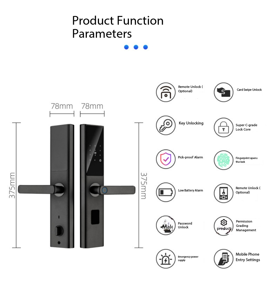 Smart Lock for Apartment & Hotel-7 Unlock Ways Built-in Doorbell Tuya Compatible 360mm Aviation Aluminum Panel Wood Door App · image 2