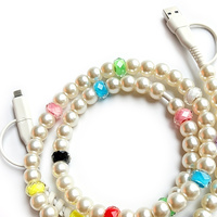 Câble de charge USB 3A vers Type C 4-en-1 avec perles de cristal colorées et perles de style cadeau pour téléphone portable, écouteurs et ordinateur portable
