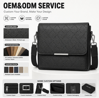 Sac messager pour homme en cuir PU, sac à bandoulière carré à rabat, fermeture à barre métallique, sangle en sangle détachable, usine OEM ODM