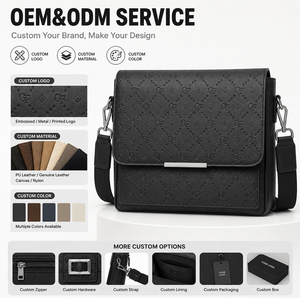 Bolso Bandolera <span class=keywords><strong>para</strong></span> Hombre de Cuero PU con Solapa Cuadrada, Cierre de Barra Metálica, Correa de Cincha Desmontable, Fabricación OEM <span class=keywords><strong>ODM</strong></span> - Product Image 2
