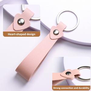 Llavero portátil de cuero PU con colgante en forma de corazón, accesorio de llavero en blanco, etiqueta personalizada para pareja, colgante para <span class=keywords><strong>coche</strong></span> - Product Image 4
