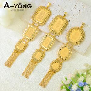 Pingentes de Estilo Árabe Joias Luxuosas com Banho de Ouro e Franjas, Pingente e Corrente de Colar que Não Oxidam para Mulheres - Product Image 5
