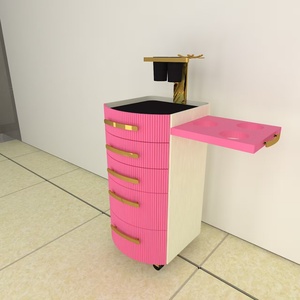 Meubles de salon de coiffure modernes de luxe en bois, matériau MDF, chariot de travail mobile, durable, facile à déplacer, chariot de salon - Product Image 2