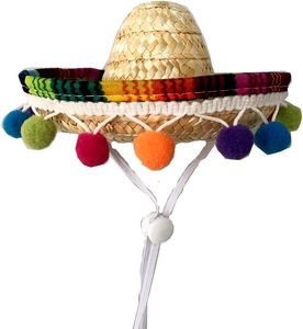 Sombrero <span class=keywords><strong>de</strong></span> Paja para Mascotas Pafu Carnival, con Bolas Coloridas y Diseño <span class=keywords><strong>de</strong></span> Cordón Ajustable, Ideal para Halloween, Cumpleaños, Playa y Fotos - Product Image 2
