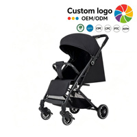 Poussette bébé personnalisée en usine, pliable à une touche, compacte et légère, avec cadre en alliage d'aluminium, siège inclinable et amortisseur