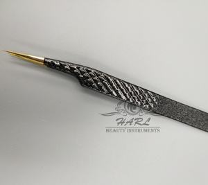 Pince à épiler d'extension de cils droite en diamant de couleur noire logo personnalisé pince à épiler d'extension de cils en acier inoxydable outils de beauté - Product Image 5