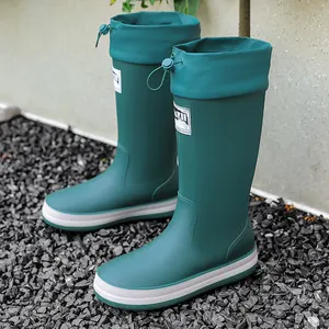 Factory wholesale Couples Long European American Waterproof Pvc Rain Boots Anti Slip Durable Fishing water Shoes