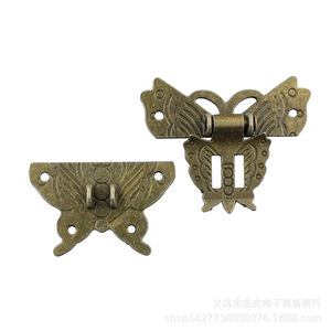 Butterfly Shape Antique Clasp Zinc Alloy 60x32mm Keyless Furniture Lock Chinese Style - Product Image 2