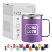 Mug de voyage personnalisé avec logo, avec couvercle, mug à café avec poignée, gravure au laser, impression UV, design classique pour le camping, 12/14/16/24 oz