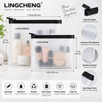 Sac en plastique givré imperméable personnalisé avec fermeture éclair pour vêtements, emballage cosmétique en PVC avec fermeture éclair, sac en polyéthylène mat avec logo imprimé