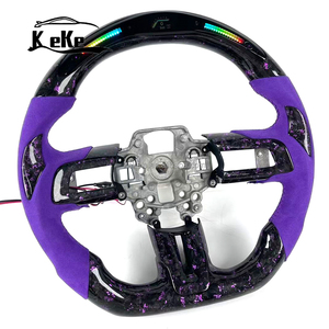 <span class=keywords><strong>Volant</strong></span> de course personnalisé en fibre de carbone <span class=keywords><strong>pour</strong></span> Ford Mustang 2015-2023, suède violet, éclairage LED RGB, <span class=keywords><strong>volant</strong></span> sport - Product Image 4