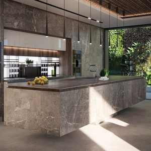 Australia Villa Tipo abierto <span class=keywords><strong>Cocina</strong></span> Gabinete de <span class=keywords><strong>cocina</strong></span> estándar personalizado Uso <span class=keywords><strong>Encimera</strong></span> de mármol con fregadero - Product Image 1