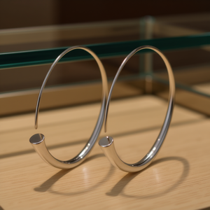 Elegant 925 Silver <b>Hoop</b> <b>Earrings</b> Minimalist Design Gold Tone Unisex Everyday Wear <b>Fine</b> Jewelry Fashion Accessory - Product Image 2