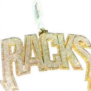 จี้ห้อยคอแบบกำหนดเองพร้อมตัวอักษร RACKS เงินแท้ 925 ชุบโรเดียม ประดับเพชรโมอิสซาไนต์ VVS สไตล์ฮิปฮอป สำหรับงานปาร์ตี้ เหมาะสำหรับทั้งชายและหญิง - Product Image 1