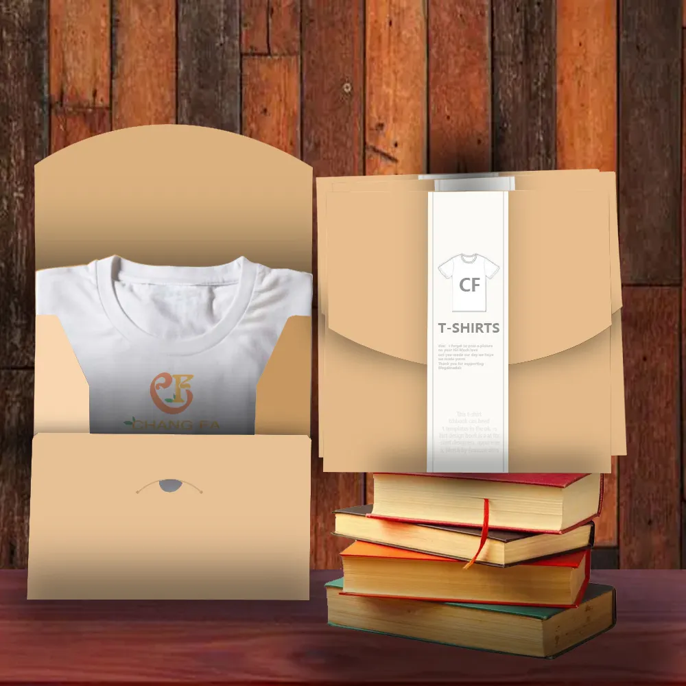 Camiseta personalizada de papel Kraft, regalo de moda de lujo, camiseta, bufanda, calcetines, camiseta, embalaje, caja de sobre con logotipo